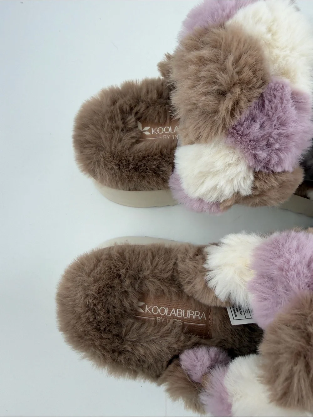 👞 Koolaburra by Ugg Ya-Baby -SZ 3.5- Multicolor Fuzzy Slide Sandals